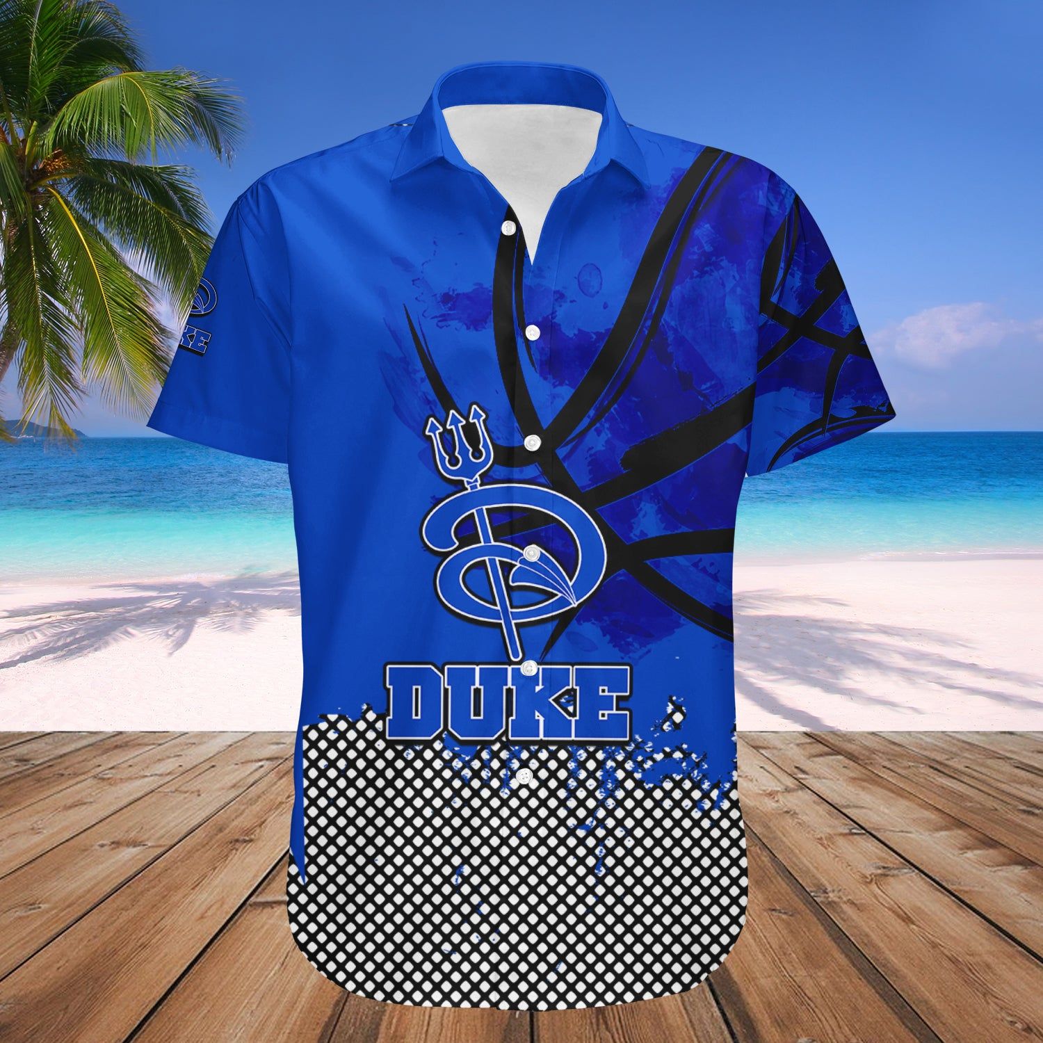 Duke Blue Devils Hawaii Shirt Basketball Net Grunge Pattern – NCAA