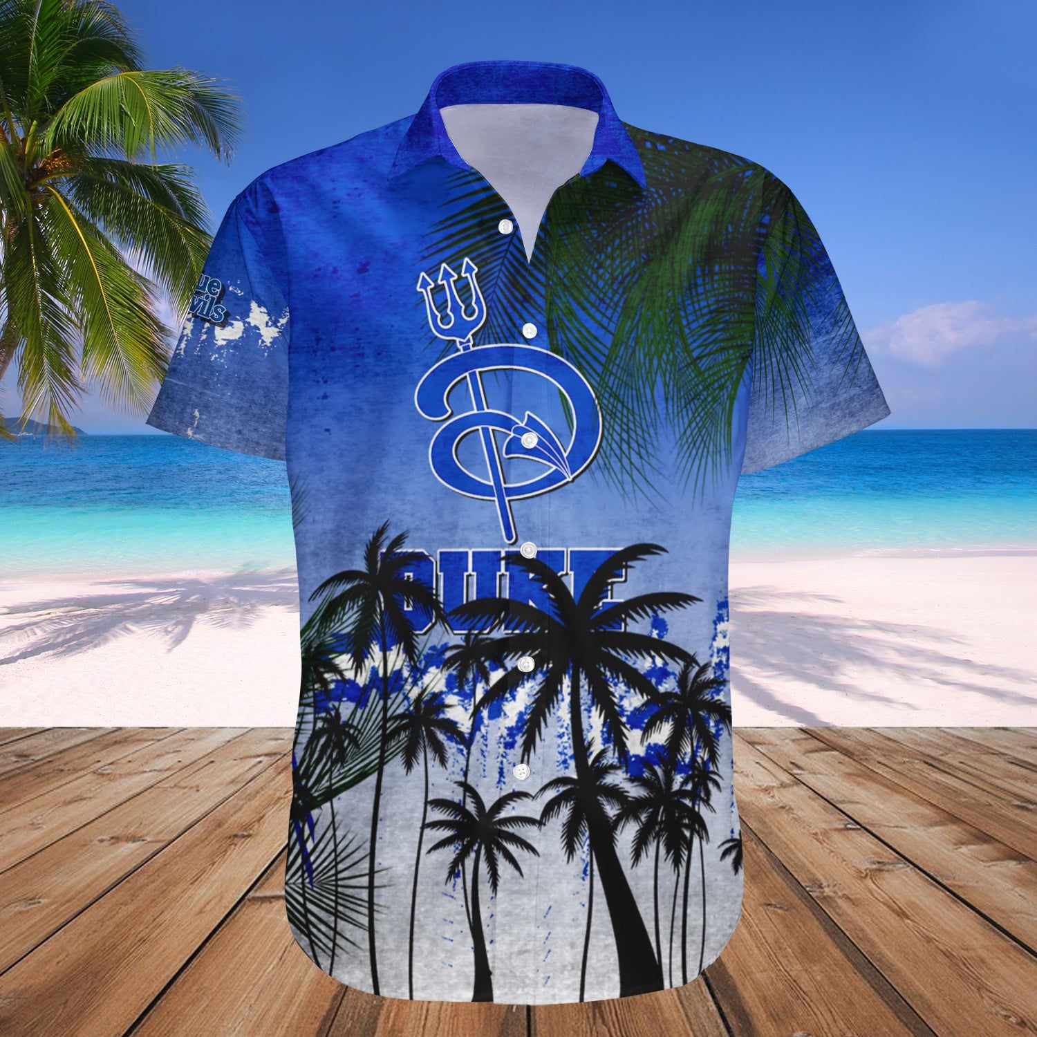 Duke Blue Devils Hawaii Shirt Coconut Tree Tropical Grunge – NCAA