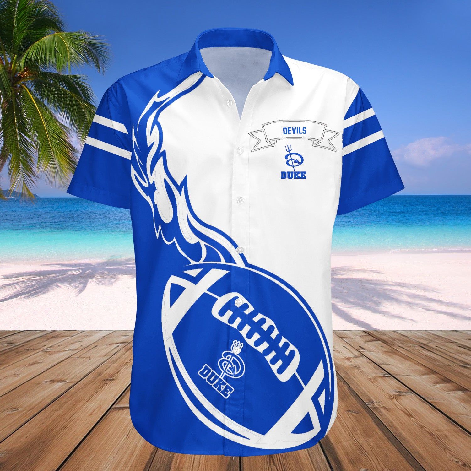 Duke Blue Devils Hawaii Shirt Flame Ball – NCAA