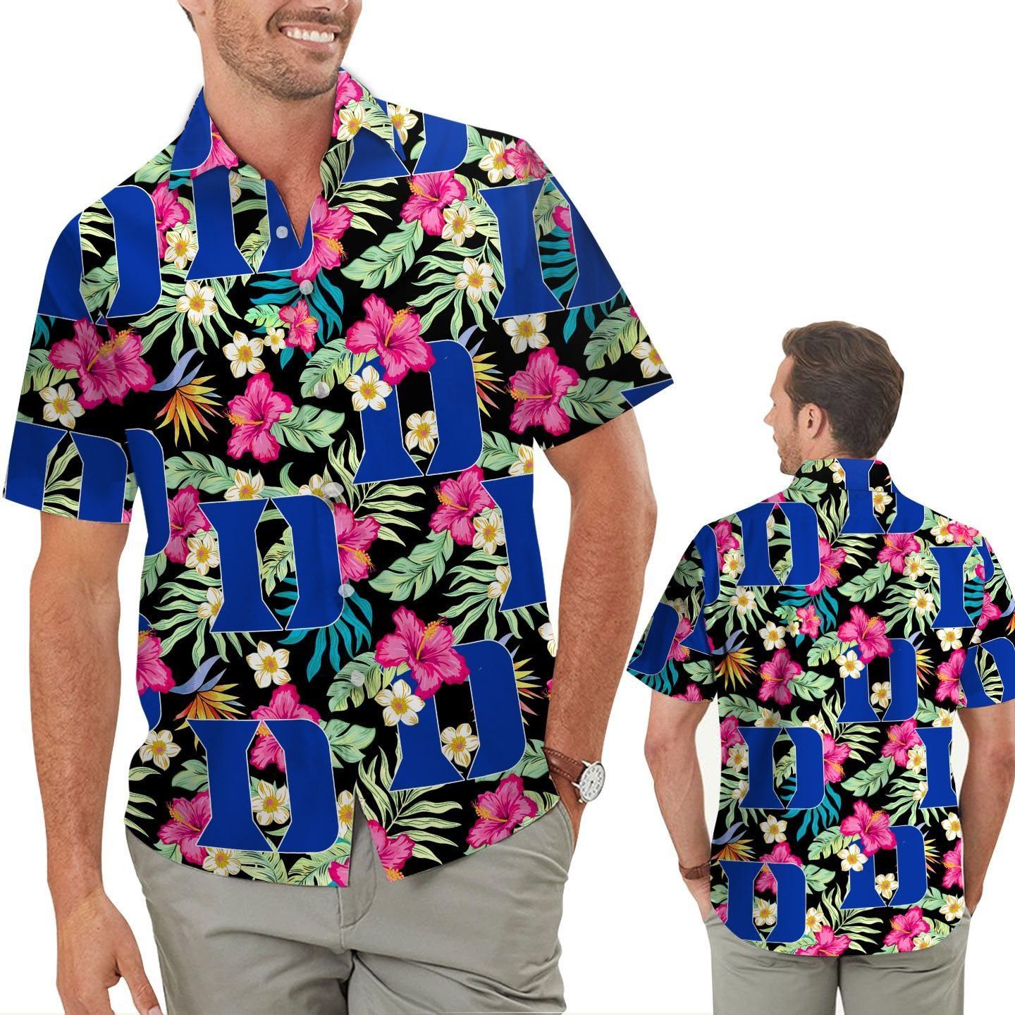 Duke Blue Devils Hibiscus Tropical Hawaiian Shirts for Sport Lovers in Summer