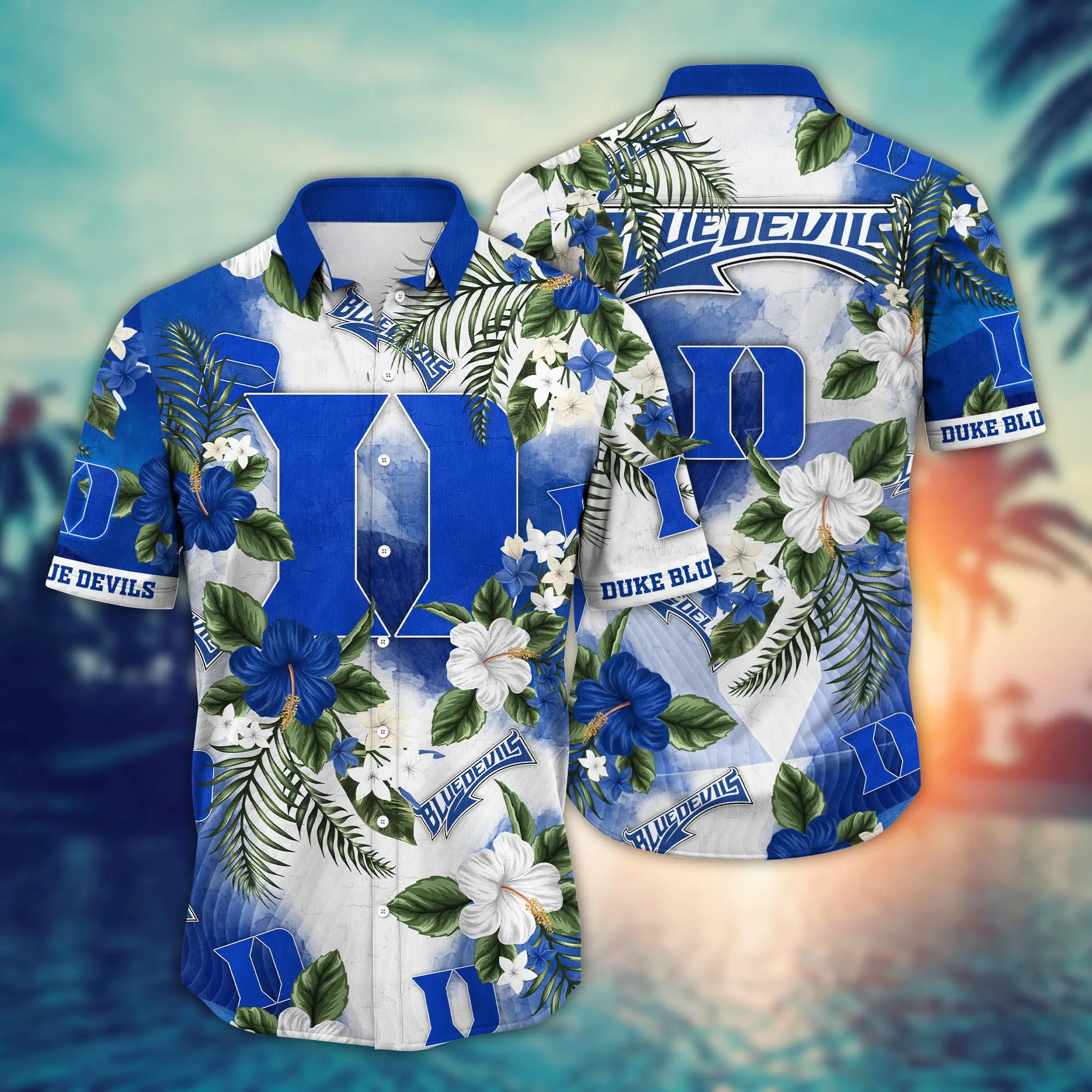 Duke Blue Devils NCAA Hawaiian Shirt Pool Daystime Aloha Shirt Duke Blue Devils NCAA Hawaiian Shirt Pool Daystime Aloha Shirt