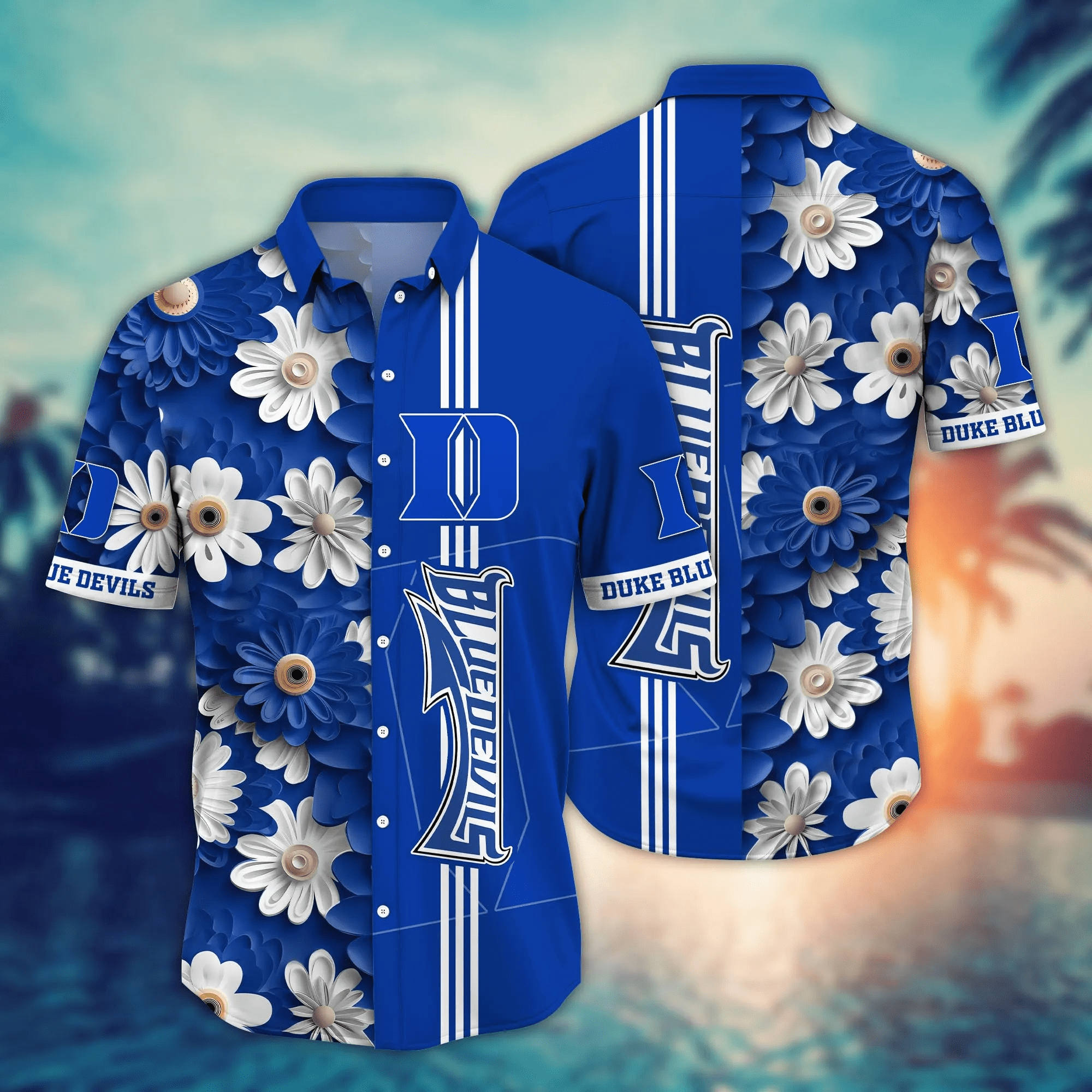 Duke Blue Devils NCAA Hawaiian Shirt Sun-Drenched Aloha Shirt