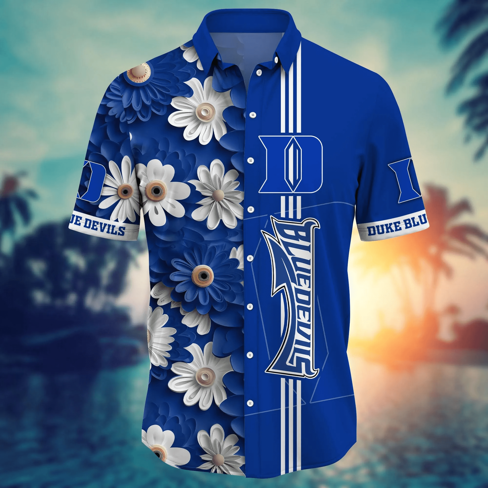 Duke Blue Devils NCAA Hawaiian Shirt Sun-Drenched Aloha Shirt