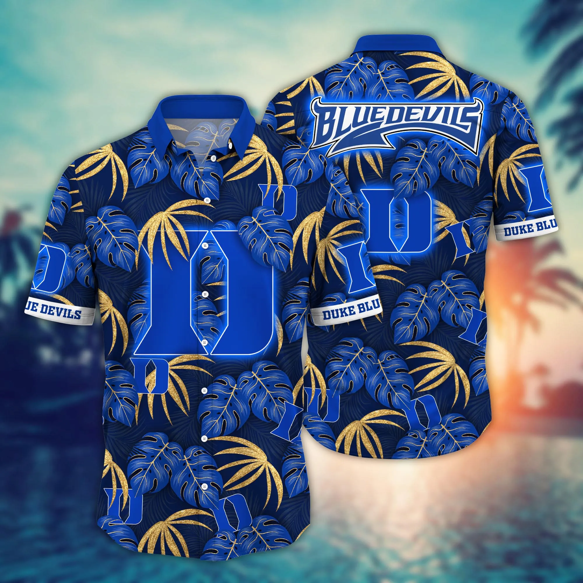 Duke Blue Devils NCAA Hawaiian Shirt Sun-Kissed Aloha Shirt Duke Blue Devils NCAA Hawaiian Shirt Sun-Kissed Aloha Shirt