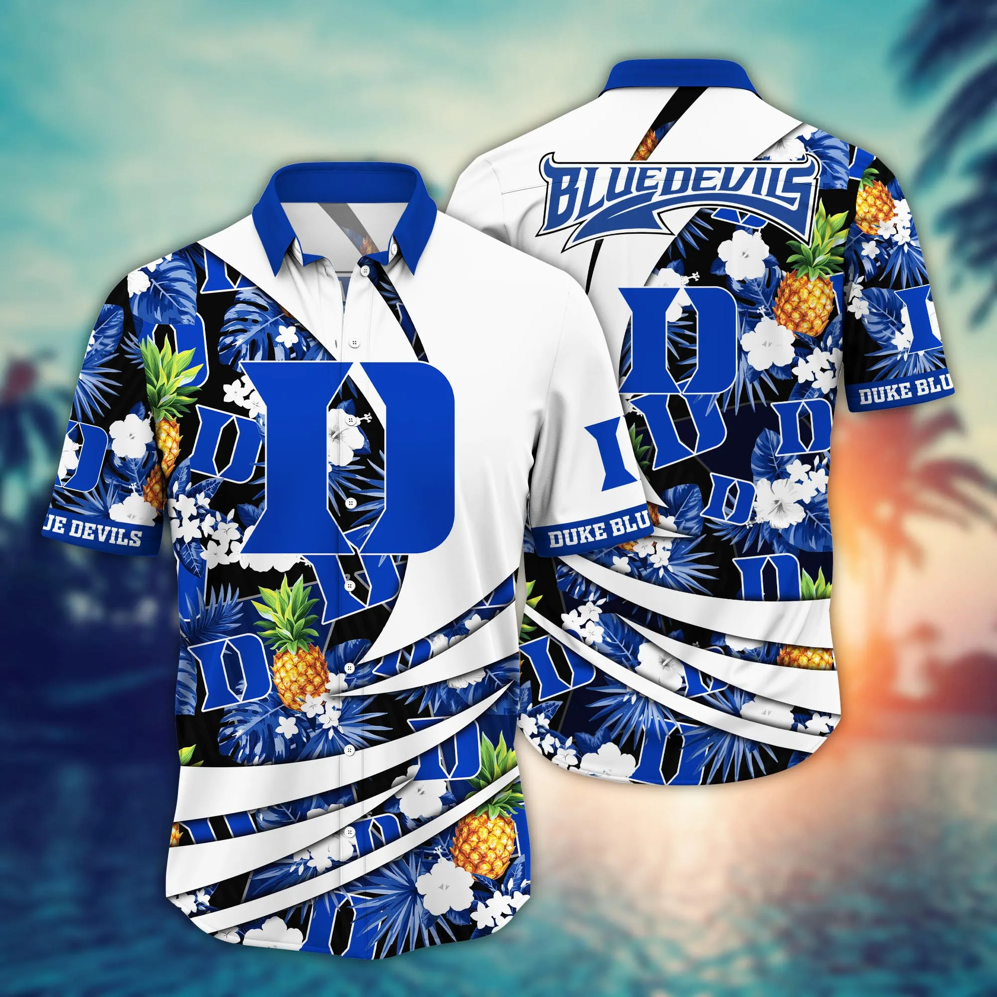 Duke Blue Devils NCAA Hawaiian Shirt Umbrellas (For Sun) Aloha Shirt