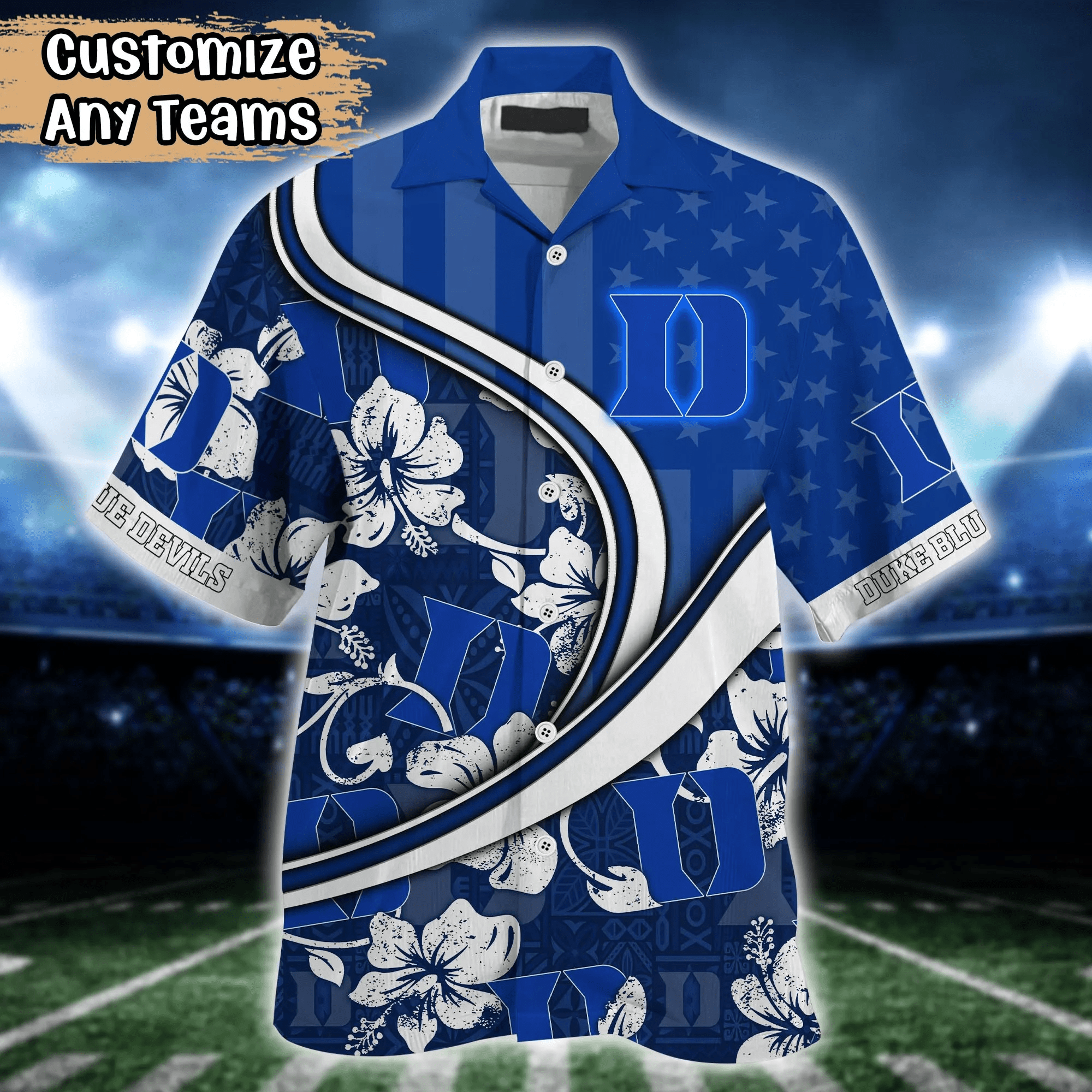 Duke Blue Devils NCAA Us Flag Hawaiian Shirt Custom Summer Aloha Shirt