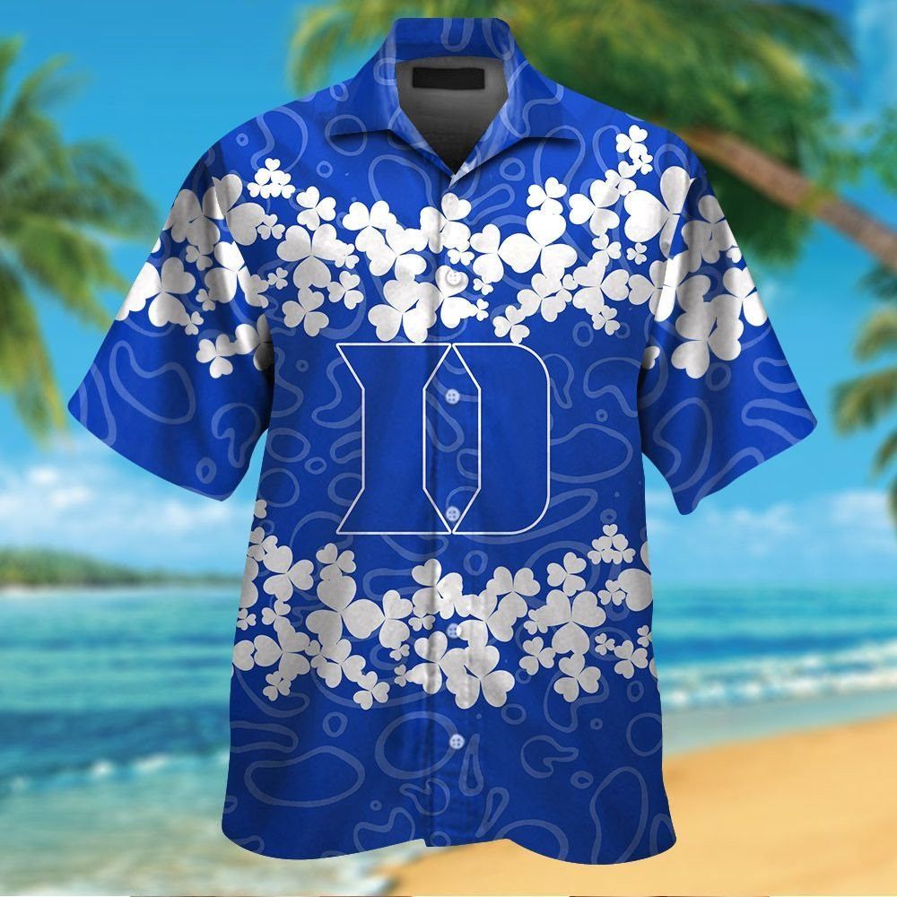Duke Blue Devils Short Sleeve Button Up Tropical Hawaiian Shirt VER01