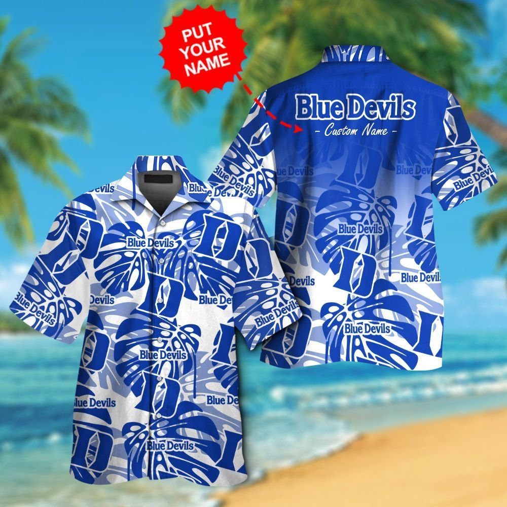 Duke Blue Devils Short Sleeve Button Up Tropical Hawaiian Shirt VER015