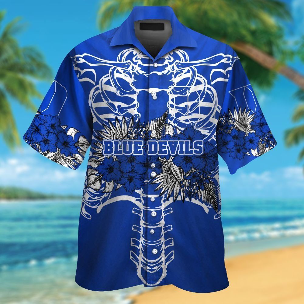 Duke Blue Devils Short Sleeve Button Up Tropical Hawaiian Shirt VER019