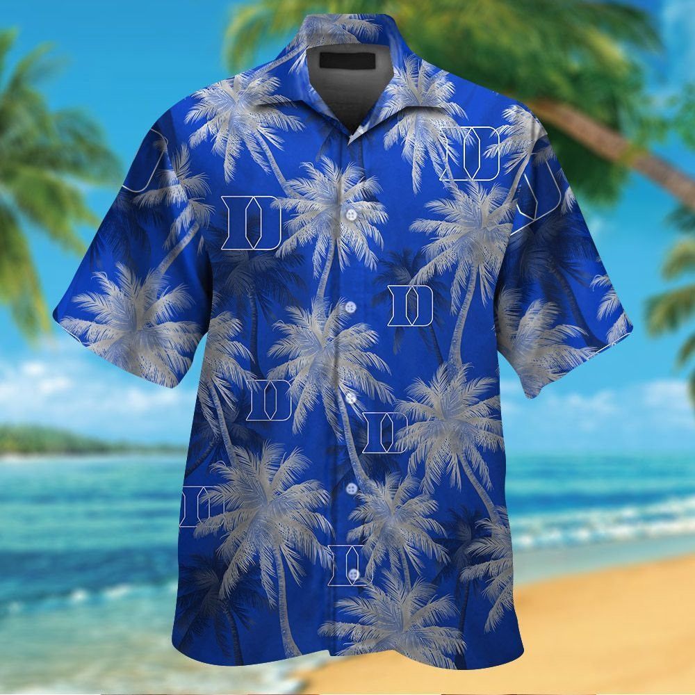 Duke Blue Devils Short Sleeve Button Up Tropical Hawaiian Shirt VER02
