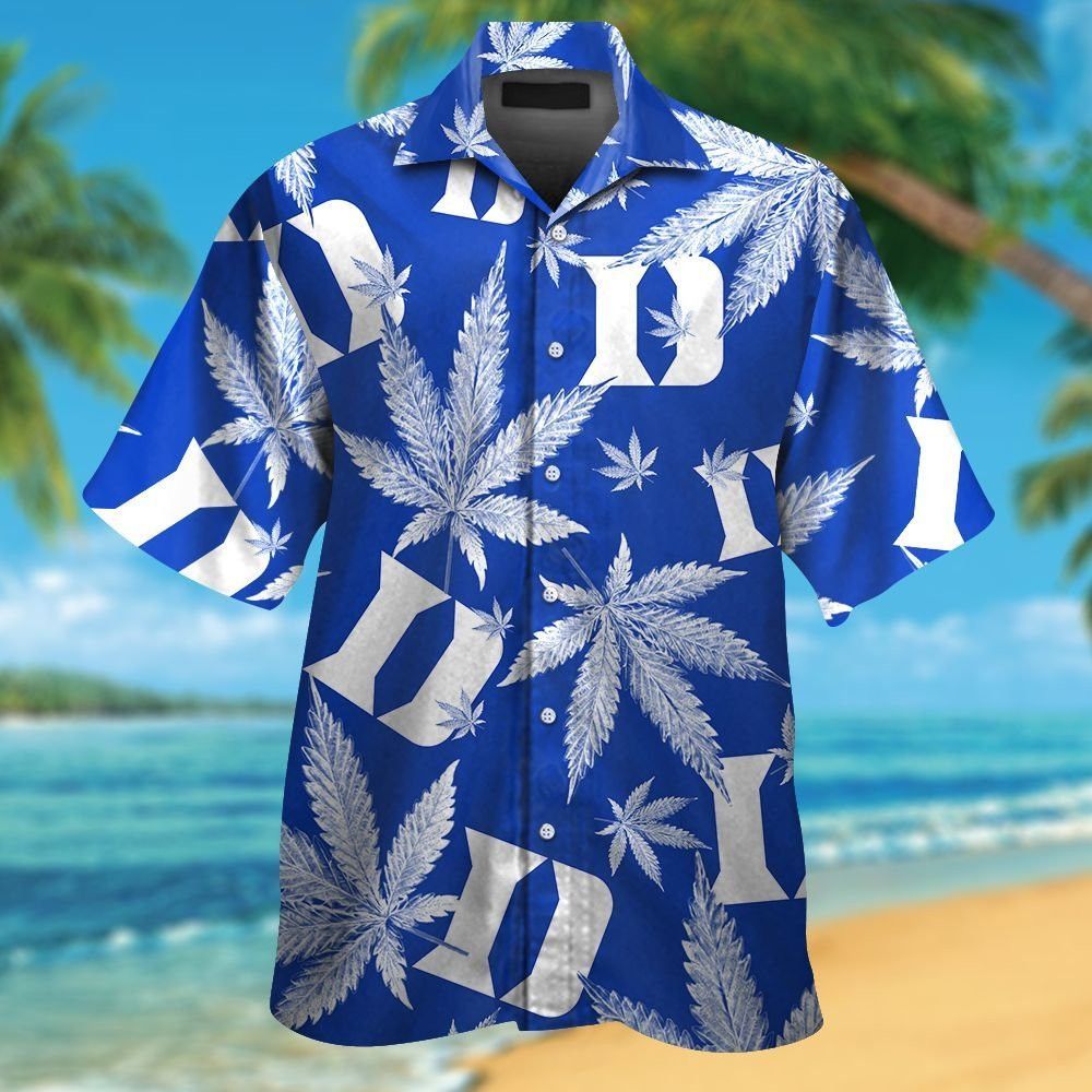 Duke Blue Devils Short Sleeve Button Up Tropical Hawaiian Shirt VER023