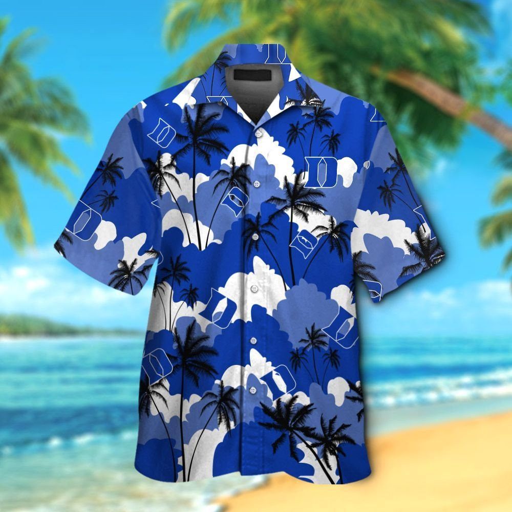 Duke Blue Devils Short Sleeve Button Up Tropical Hawaiian Shirt VER025