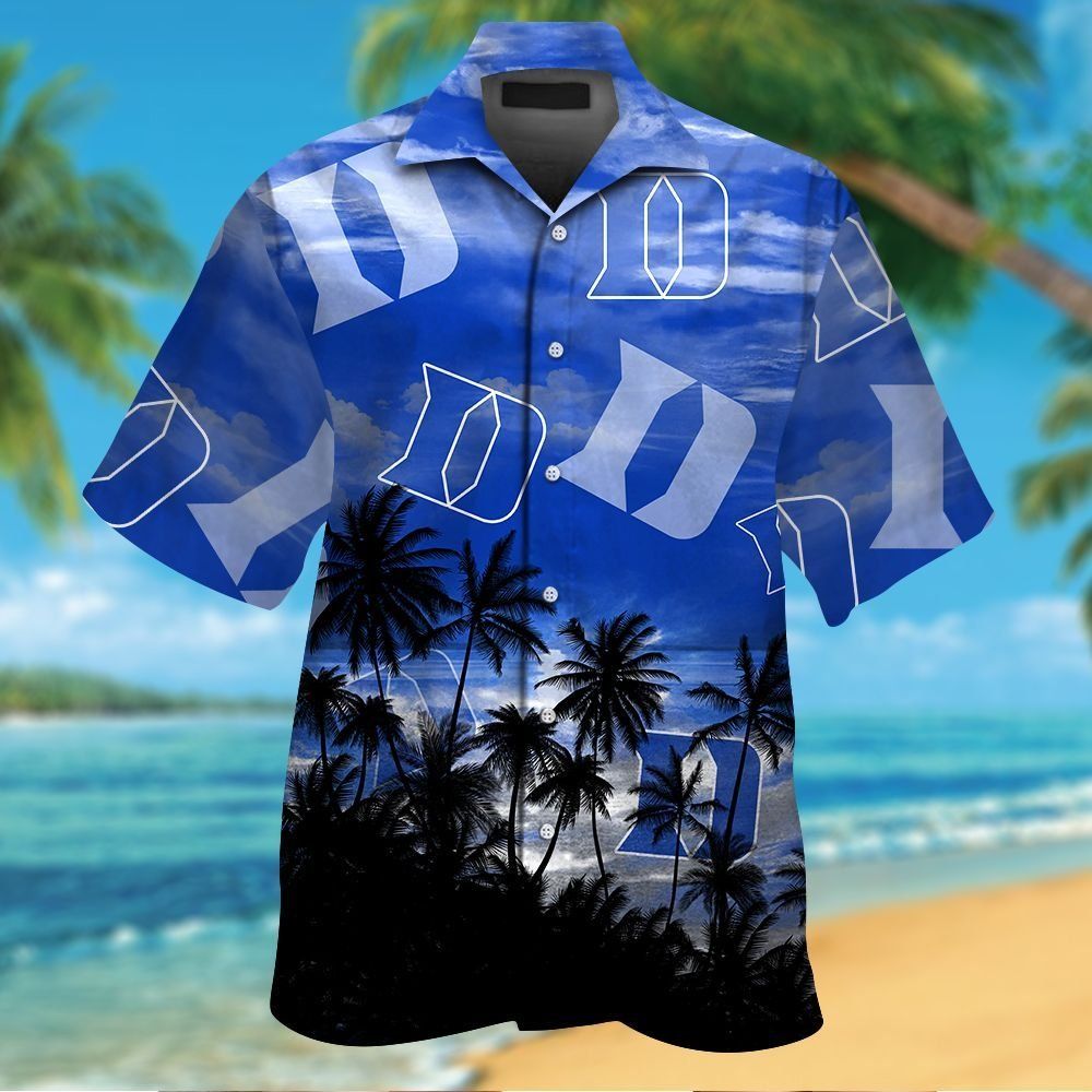 Duke Blue Devils Short Sleeve Button Up Tropical Hawaiian Shirt VER031