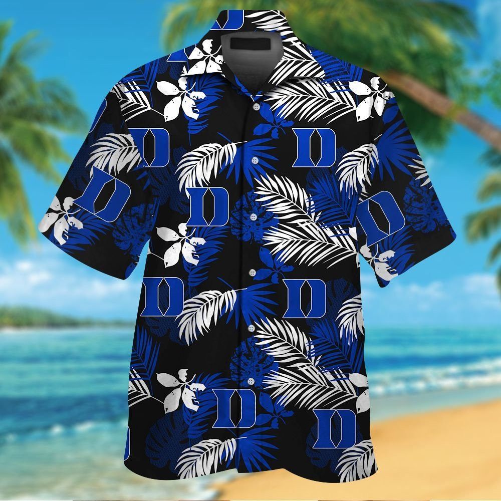 Duke Blue Devils Short Sleeve Button Up Tropical Hawaiian Shirt VER032