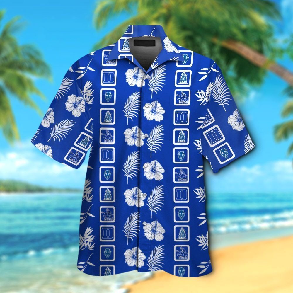 Duke Blue Devils Short Sleeve Button Up Tropical Hawaiian Shirt VER06