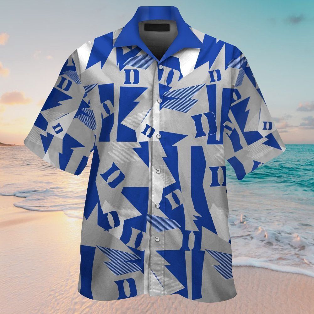 Duke Blue Devils Short Sleeve Button Up Tropical Hawaiian Shirt VER08