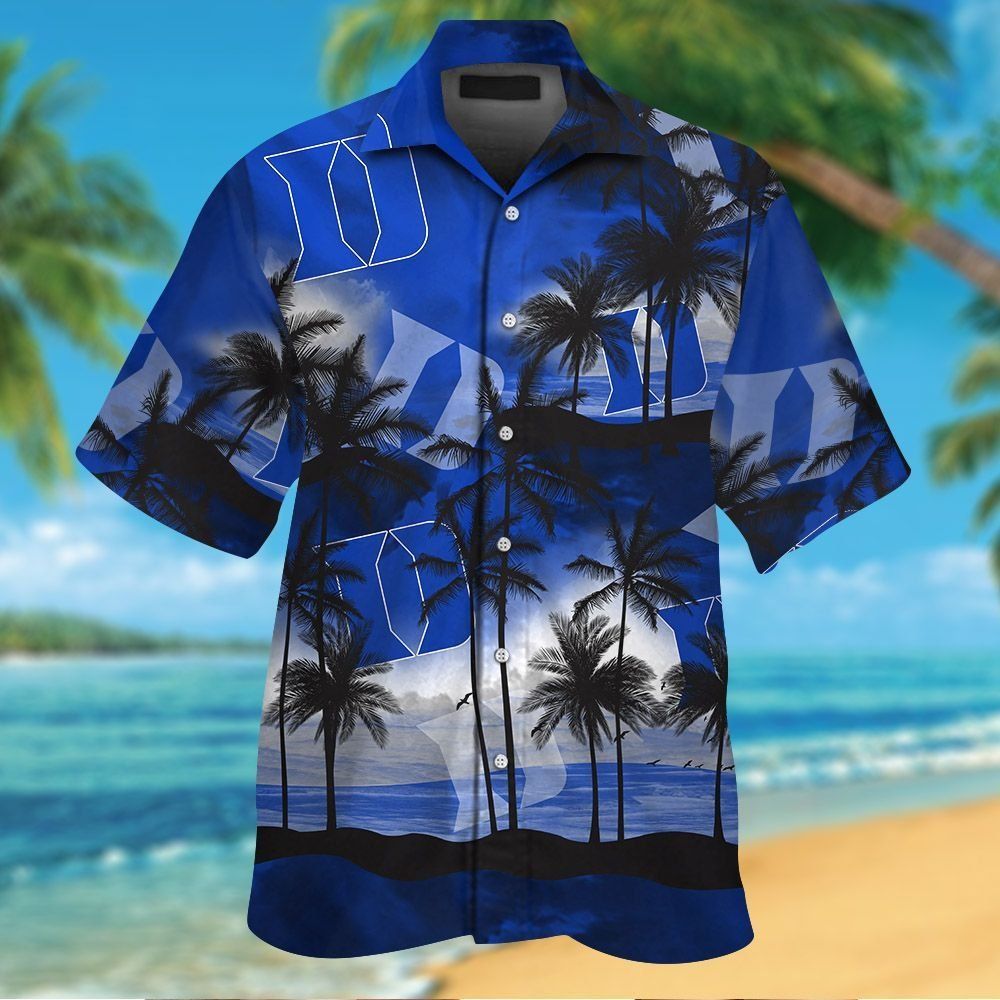 Duke Blue Devils Short Sleeve Button Up Tropical Hawaiian Shirt VER09