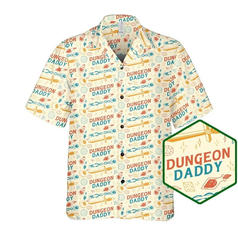 Dungeons And Dragons, Dm Gift, Dnd Button Up, Dnd Father Day Gift