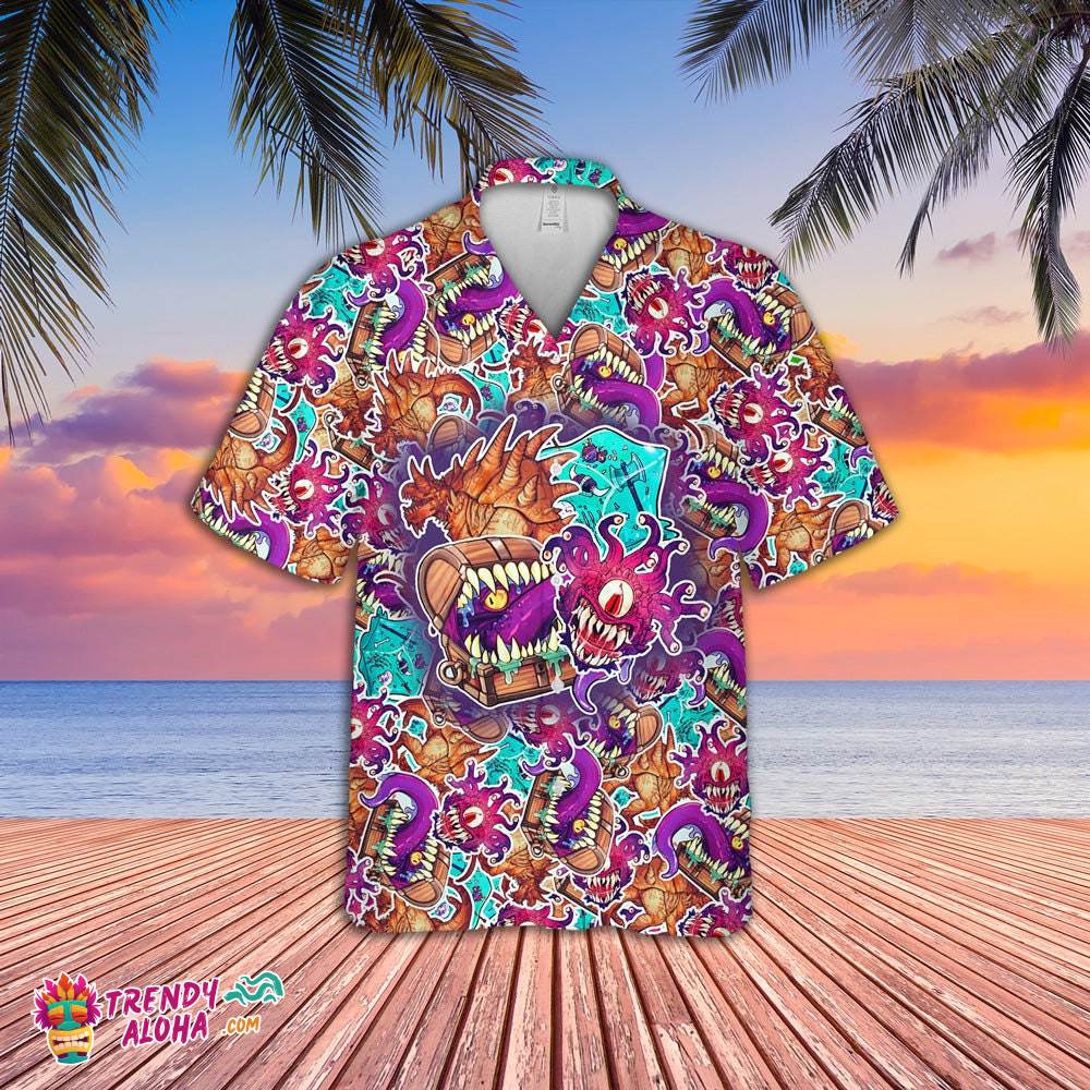 Dungeons And Dragons Hawaiian Shirt – Dragon And Dice Print, Add Some Fire To Your Wardrobe