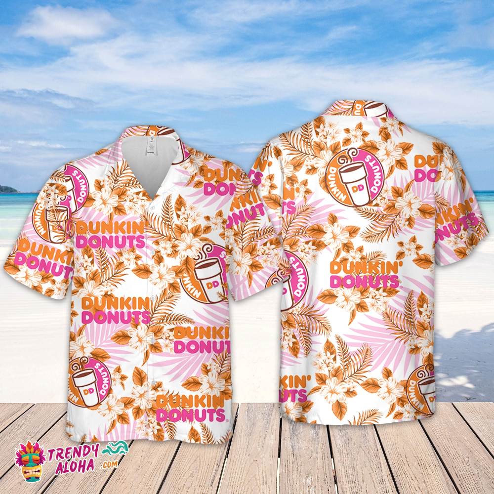Dunkin Donuts Hawaiian Flowers Pattern Shirt, Hawaiian Beer Lover Shirt, Classic Flowers Beer Aloha Shirt