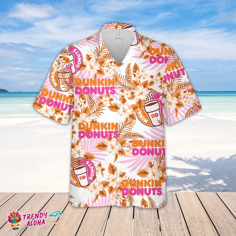Dunkin Donuts Hawaiian Flowers Pattern Shirt, Hawaiian Beer Lover Shirt, Classic Flowers Beer Aloha Shirt