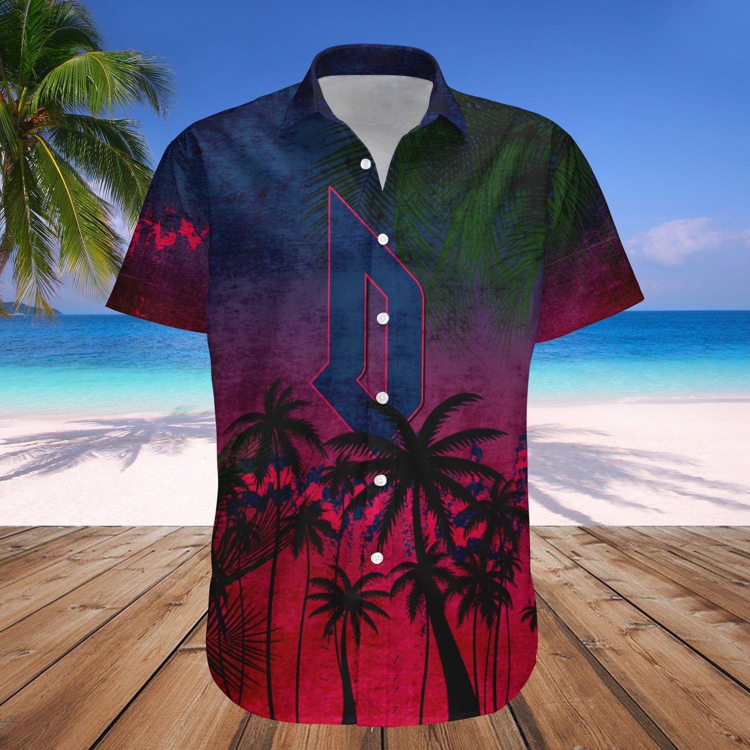 Duquesne Dukes Hawaii Shirt Coconut Tree Tropical Grunge – NCAA