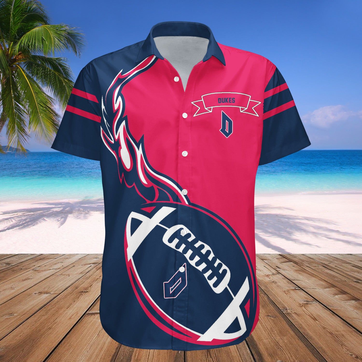 Duquesne Dukes Hawaii Shirt Flame Ball – NCAA