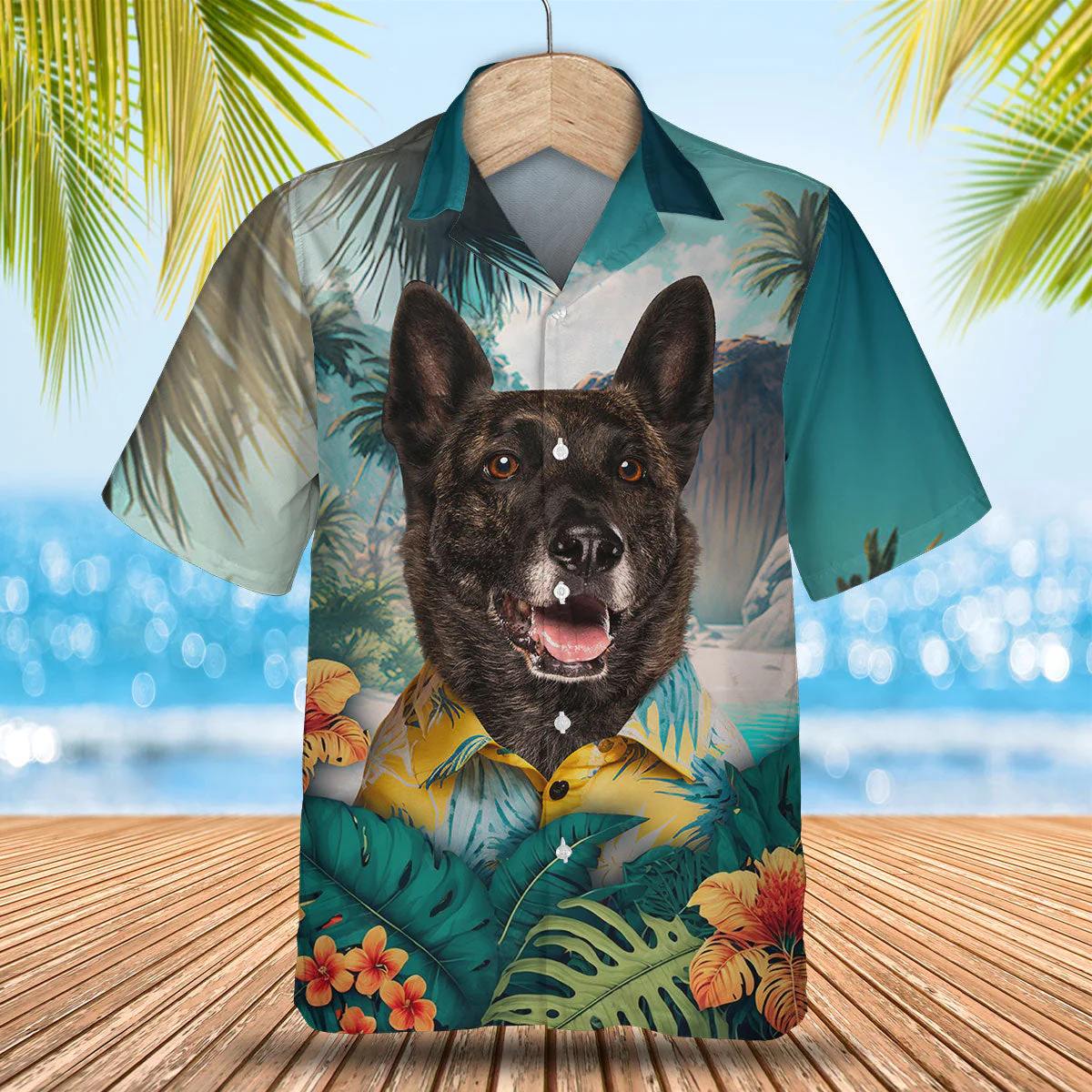 Dutch Shepherd Loyalty Embroidered In 3D Hawaiian Tropical Shirt Dutch Shepherd Loyalty Embroidered In 3D Hawaiian Tropical Shirt