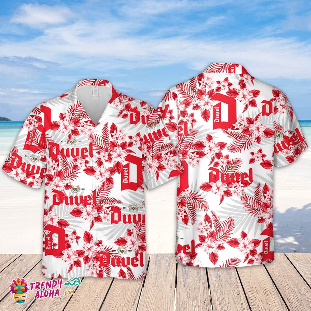Duvel Beer Hawaiian Flowers Pattern Shirt, Hawaiian Beer Lover Shirt, Classic Flowers Beer Aloha Shirt