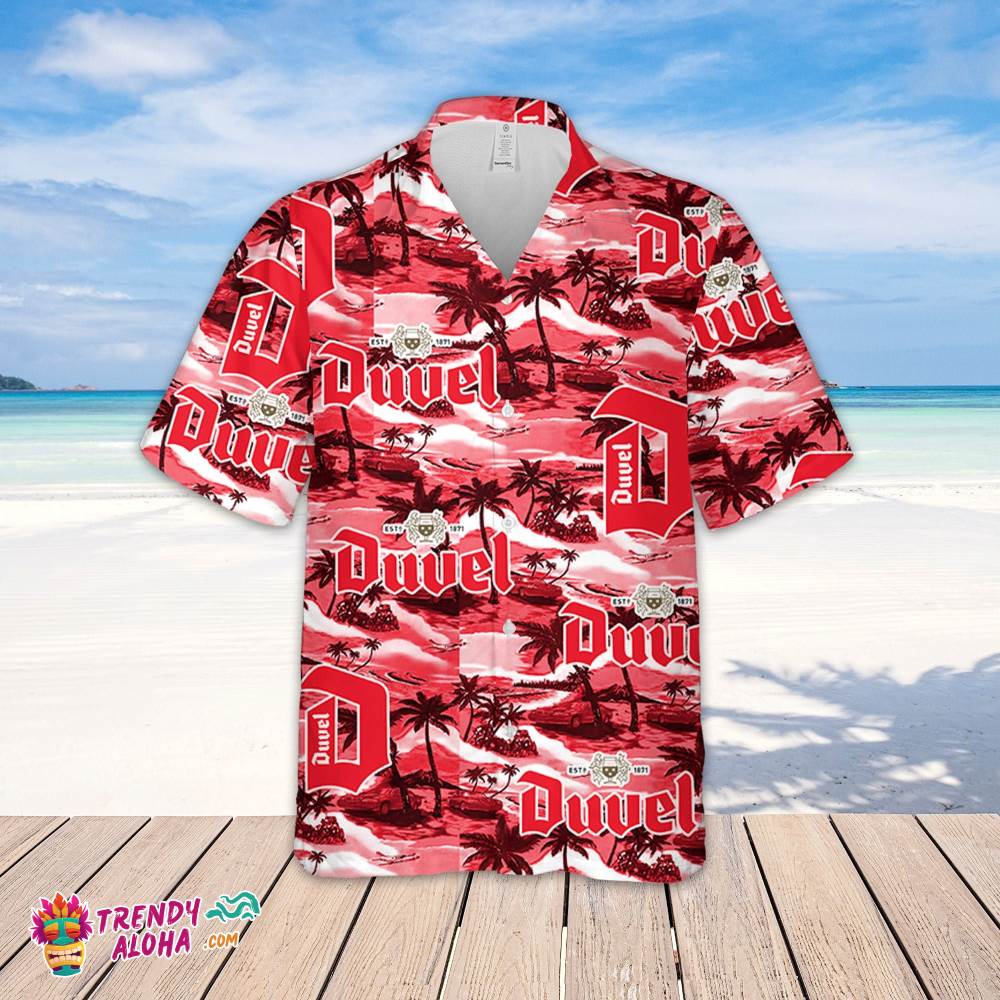 Duvel Beer Hawaiian Sea Island Pattern Hawaiian Shirt, Summer Beer Hawaiian Shirt