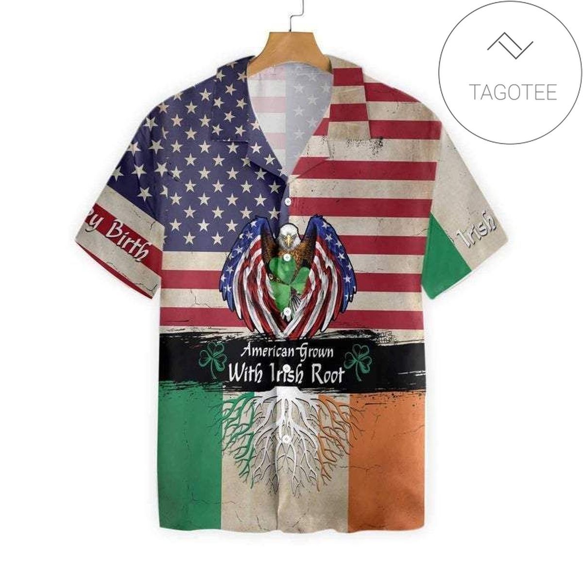 Eagle American Flag IrisRoot Happy St Patricks Day Hawaiian Shirt