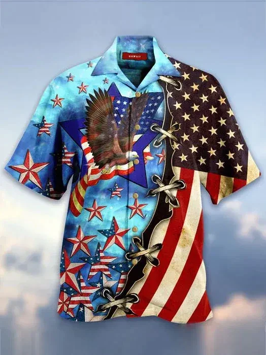 Eagle American Flag Trendy Hawaiian Shirt