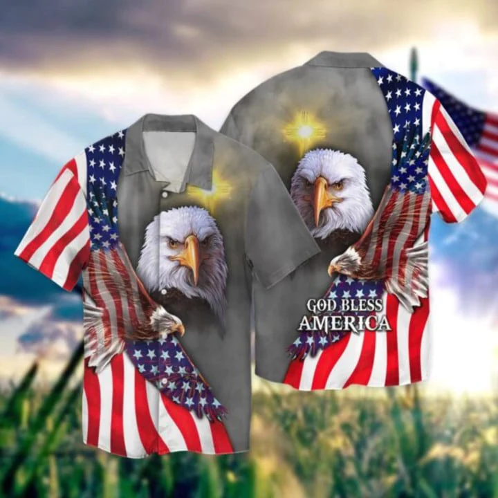 Eagle American Trendy Hawaiian Shirt Independence Day Is Coming 3D All Over Print Patriotic Hawaii Shirt