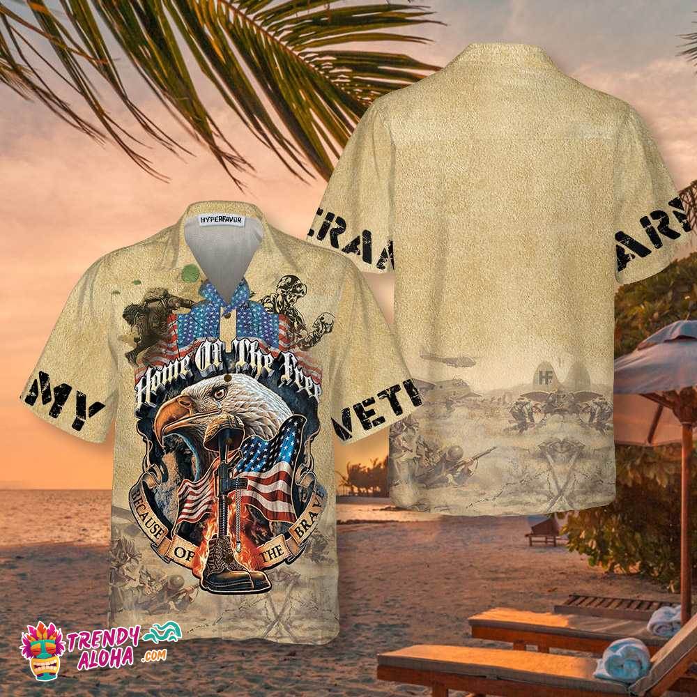 Eagle Army Veteran Home Of The Free Hawaiian Shirt, Vintage American Flag Veteran Shirt Eagle Army Veteran Home Of The Free Hawaiian Shirt, Vintage American Flag Veteran Shirt