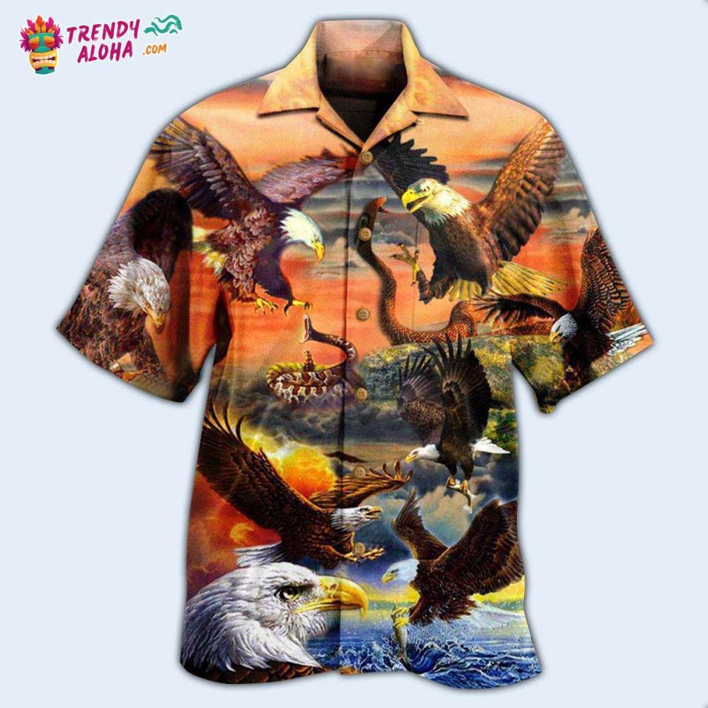 Eagle By Blood A Hunter By Heart A King Of Sunset Sky Hawaiian Shirt – Trendy Aloha
