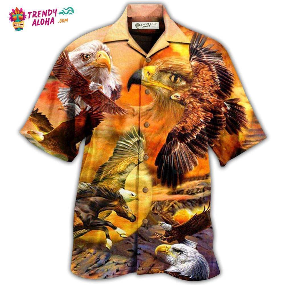 Eagle Flying In The Sunset Sky Hawaiian Shirt – Trendy Aloha