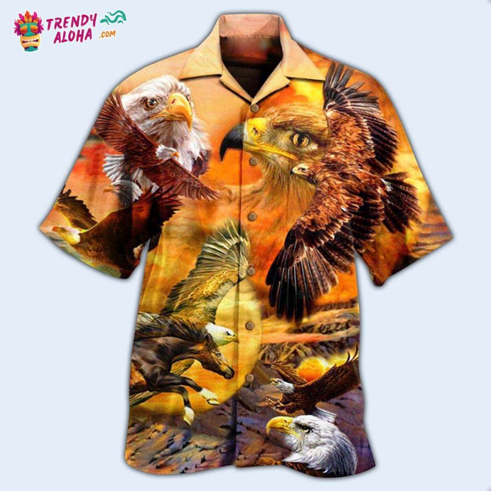 Eagle Flying In The Sunset Sky Hawaiian Shirt – Trendy Aloha