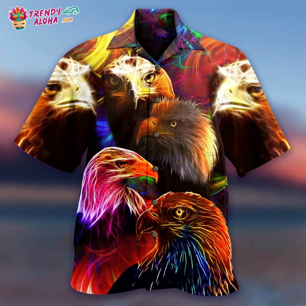 Eagle In Farm Mix Neon Hawaiian Shirt – Trendy Aloha