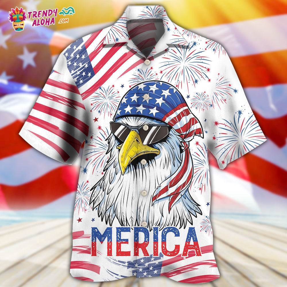 Eagle Independence Day American Hawaiian Shirt – Trendy Aloha