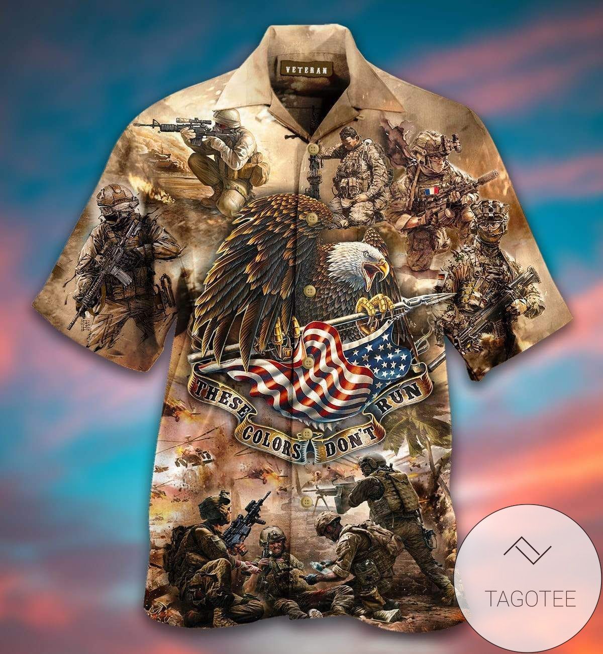 Eagle Veteran These Colors Dont Run Vintage Unisex Hawaiian Shirts