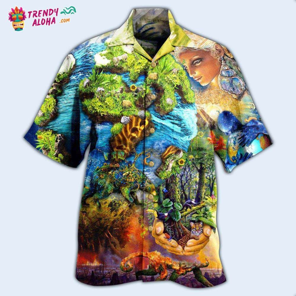 Earth With Environmental Protection Hawaiian Shirt – Trendy Aloha