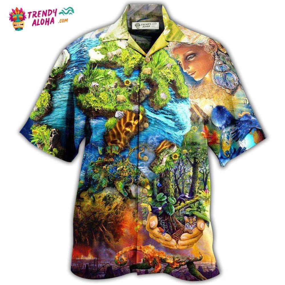 Earth With Environmental Protection Hawaiian Shirt – Trendy Aloha