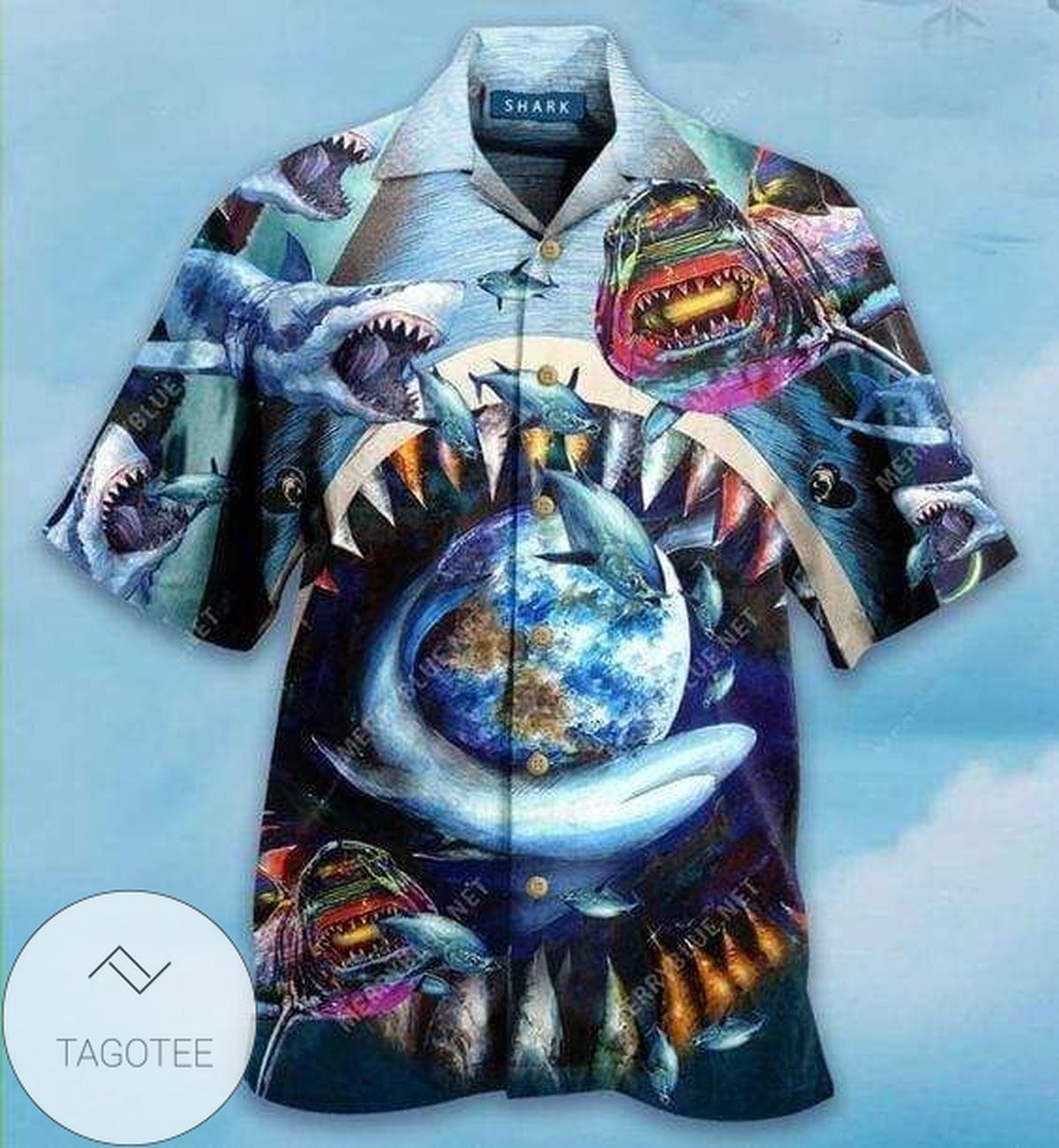 Earth’s Oceans Masterfully Protected by a Mighty Shark Hawaiian Shirt