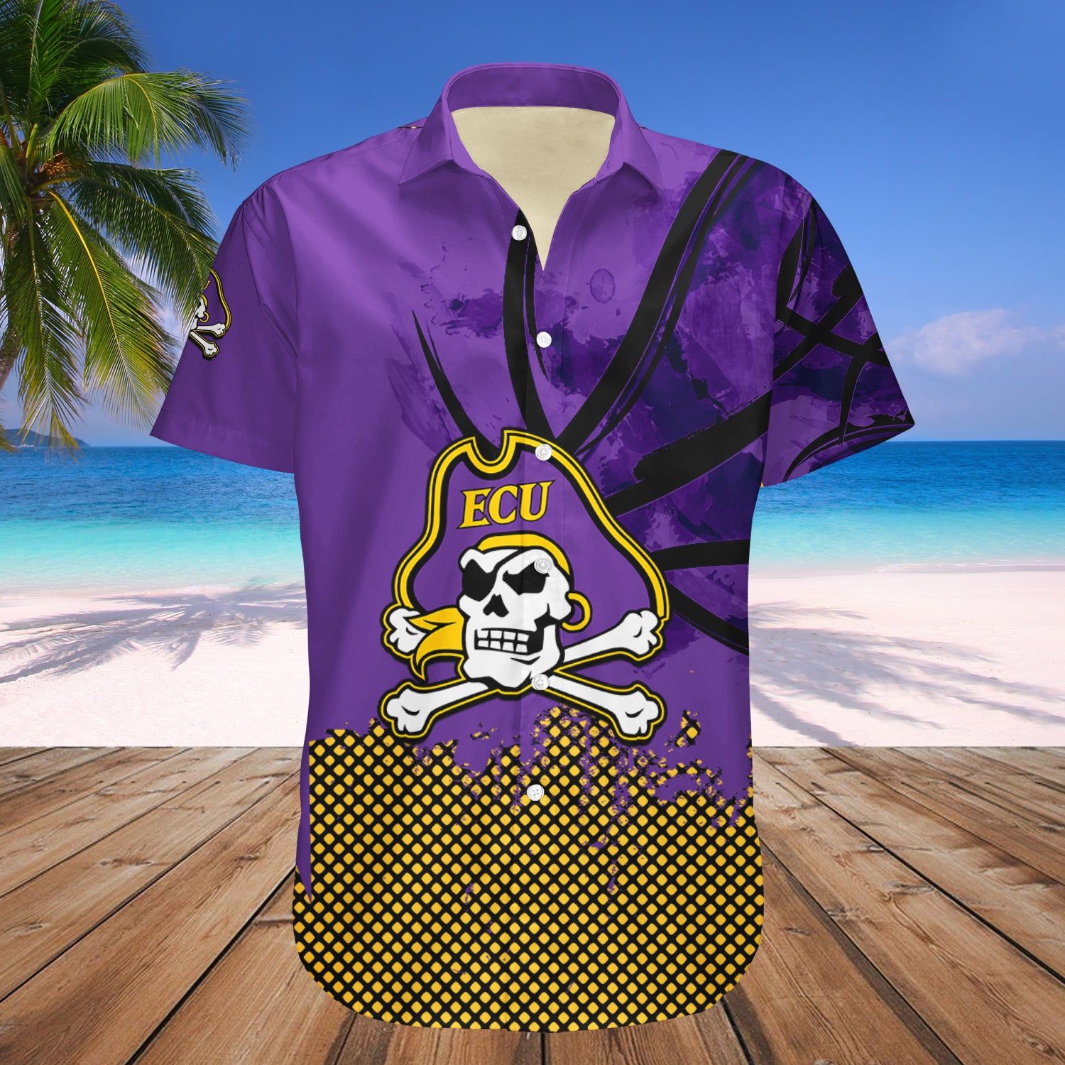 East Carolina Pirates Hawaii Shirt Basketball Net Grunge Pattern – NCAA
