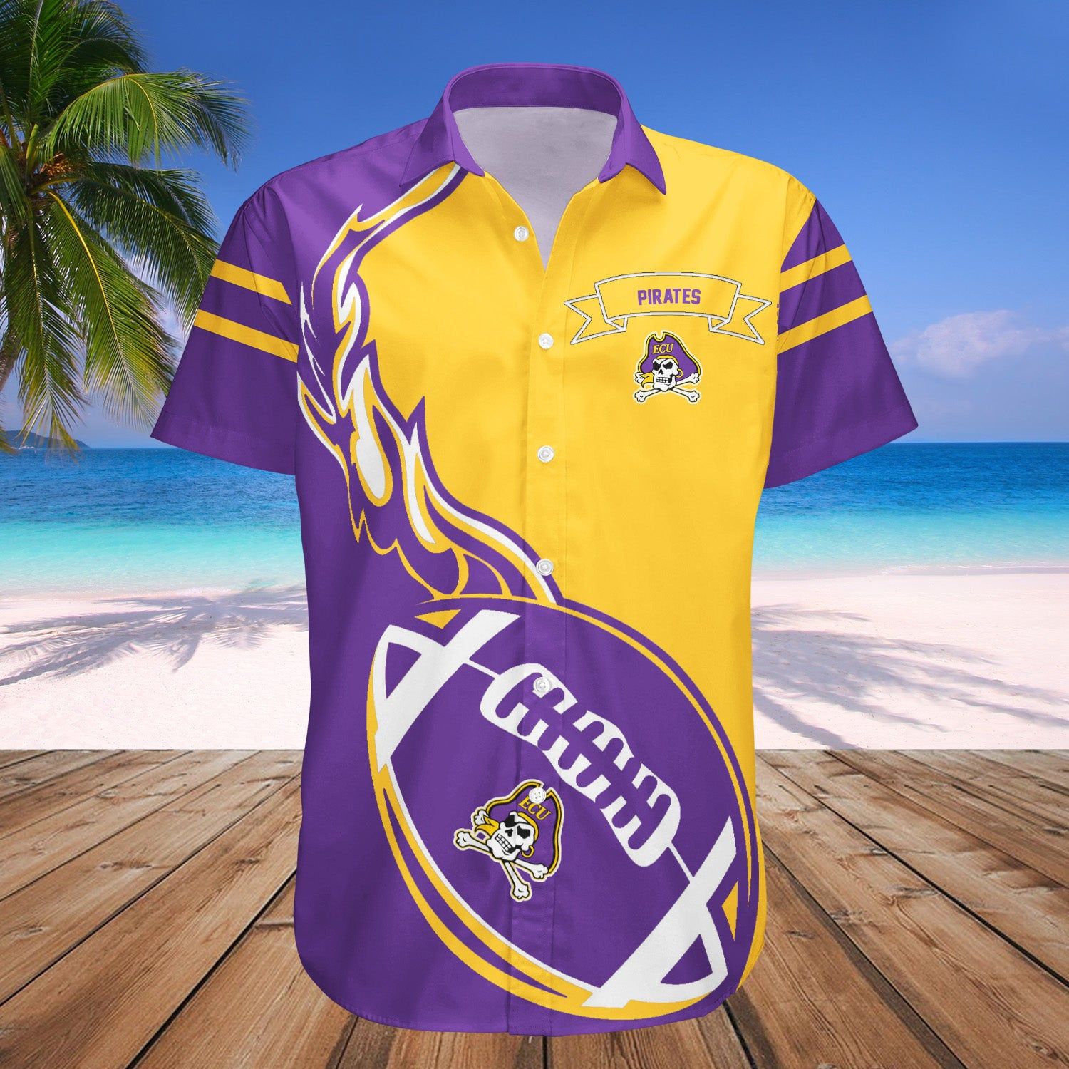 East Carolina Pirates Hawaii Shirt Flame Ball – NCAA