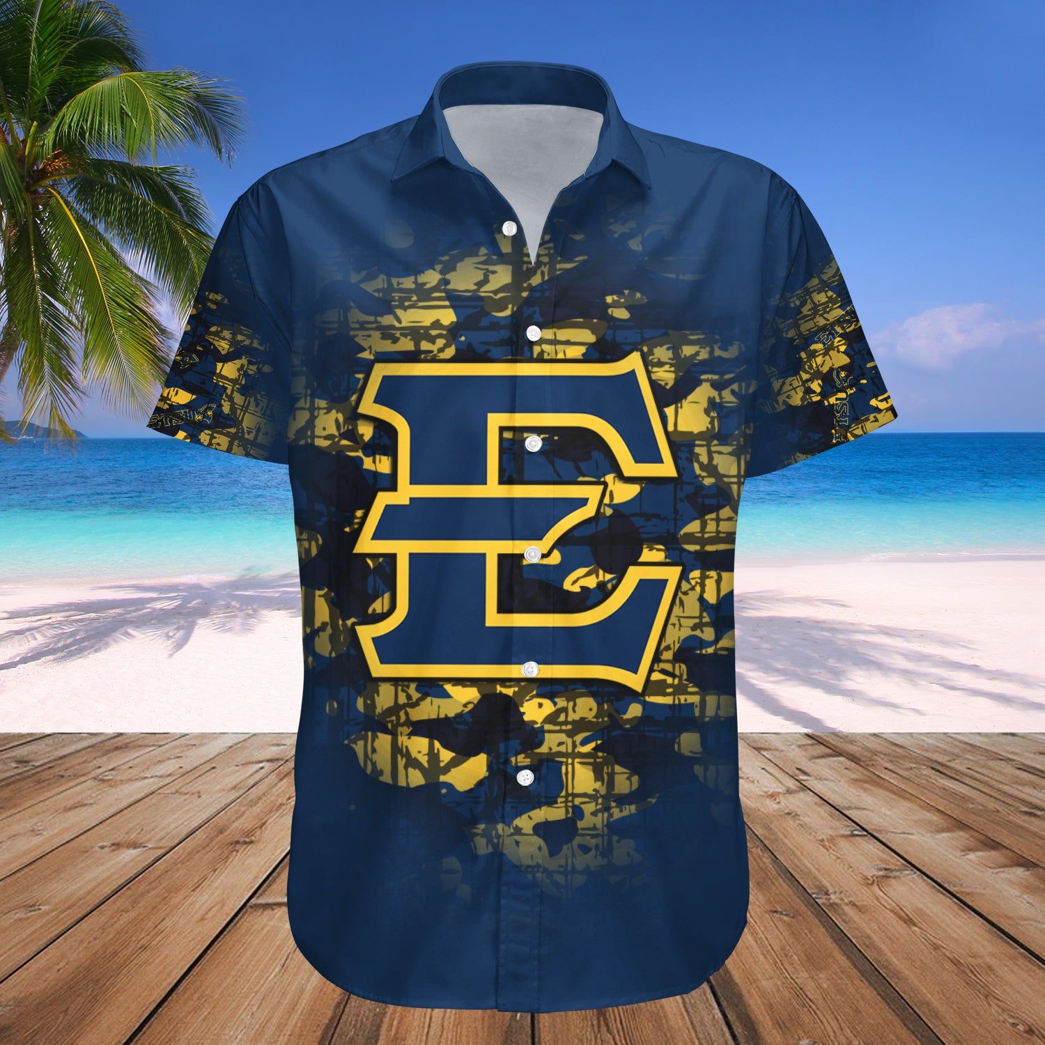 East Tennessee State Buccaneers Hawaii Shirt Camouflage Vintage – NCAA