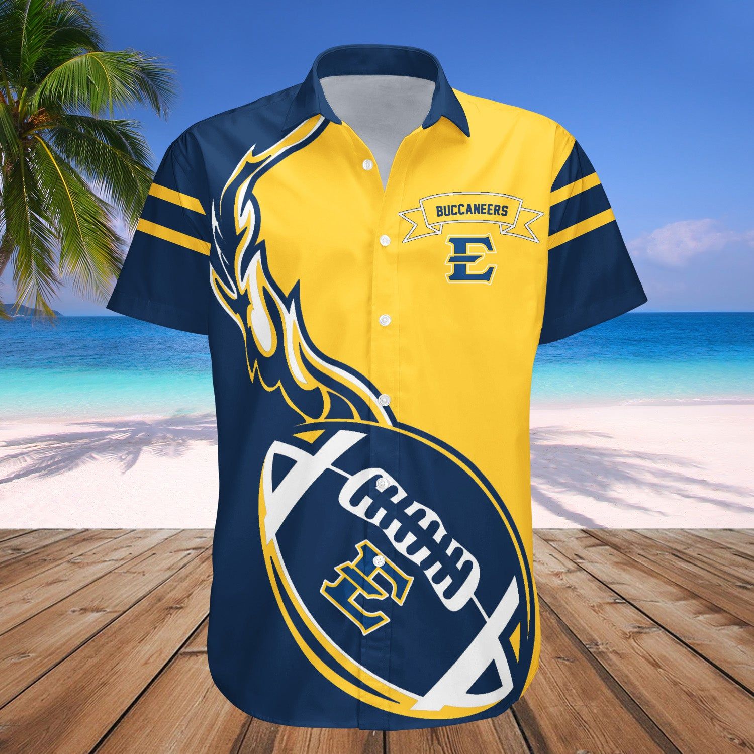 East Tennessee State Buccaneers Hawaii Shirt Flame Ball – NCAA