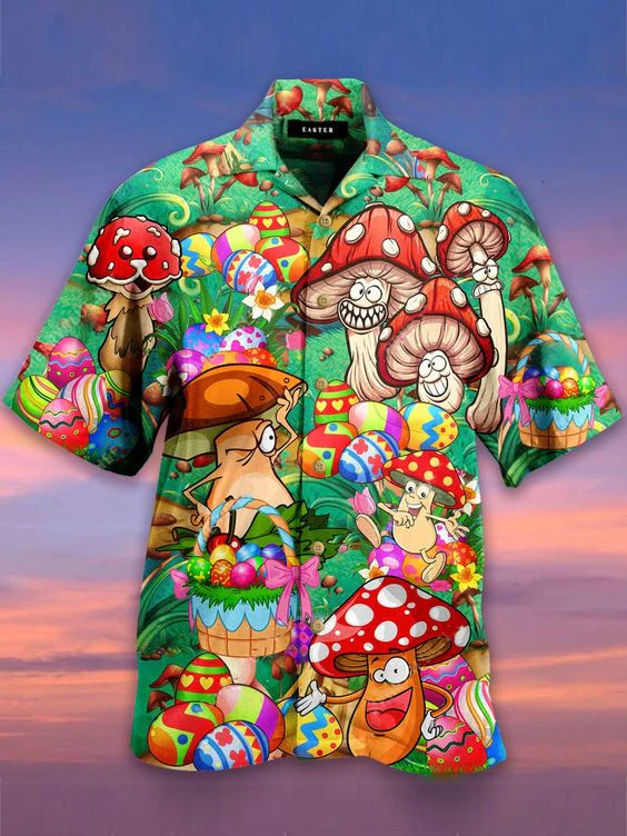 Easter Aloha Shirt with Bunny and Egg Festive Theme