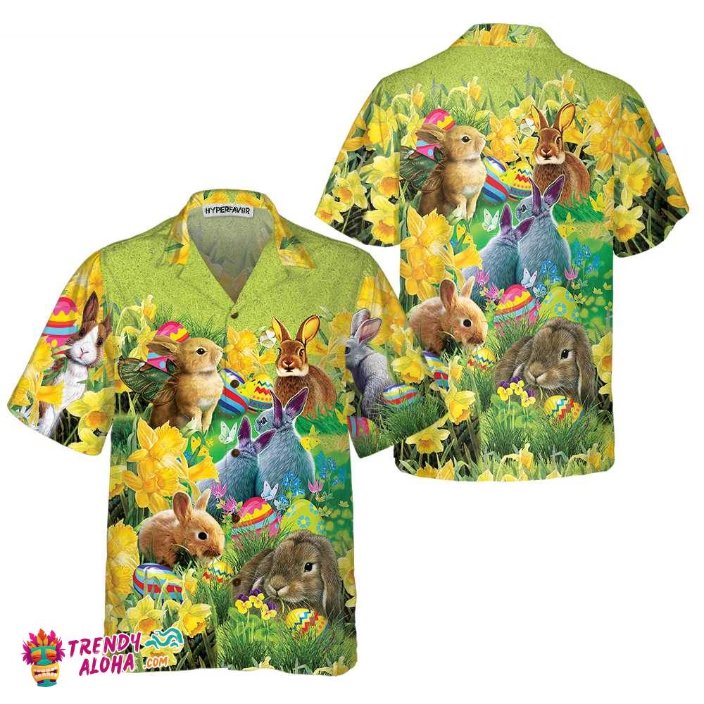 Easter Bunnies Hawaiian Shirt, Button Up Easter Bunny Shirt, Easter Shirt For Men & Women, Cool Easter Gift