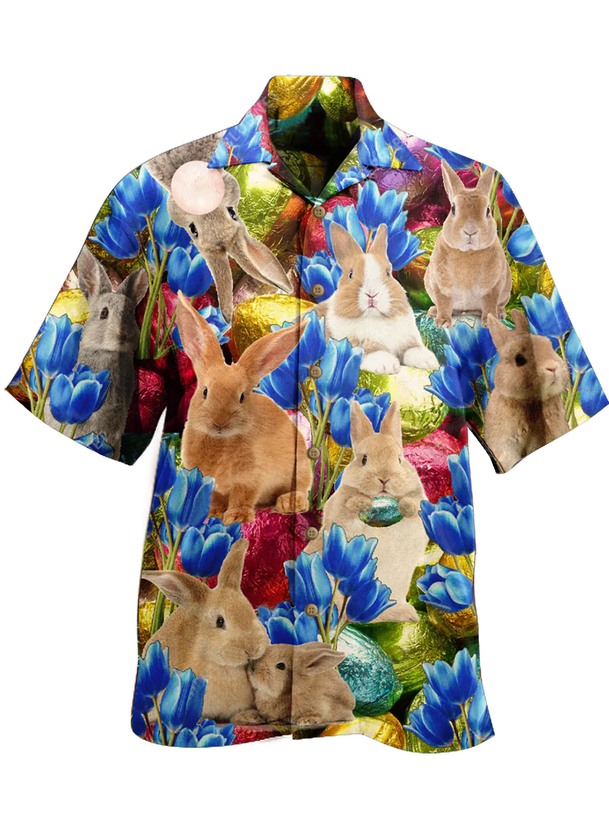 Easter Bunny Floral Hawaiian Shirt for Summer Lovers